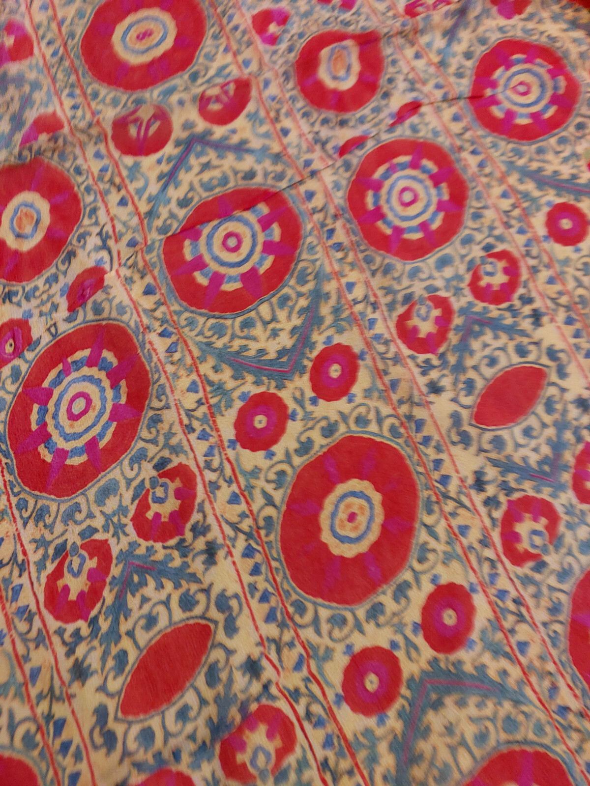 Vintage Indian Chiffon Silk Dupatta | Geometric Print Ethnic Scarf | Sheer Light