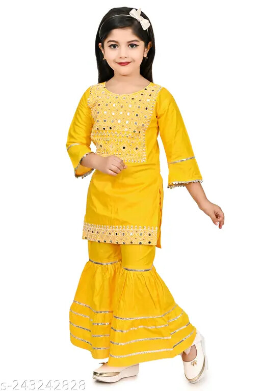 New Indian Traditional Pretty Stylis Girls Kurtis & Kurtas Sarara Set For Kids