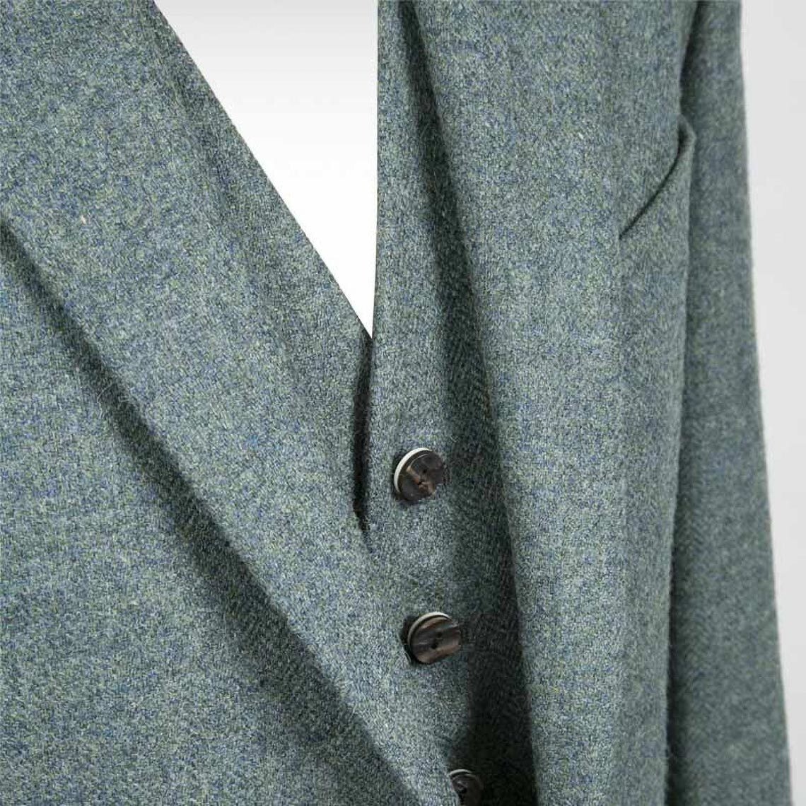 Men’s Lovat Green Argyle Jacket With Waistcoat Wool Highlander Kilt Jacket