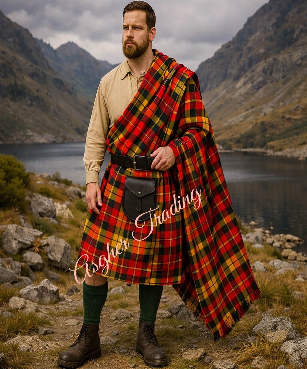 Scottish Traditional Authentic Great Kilt Highland Wrap for Men,20 Clan Tartans