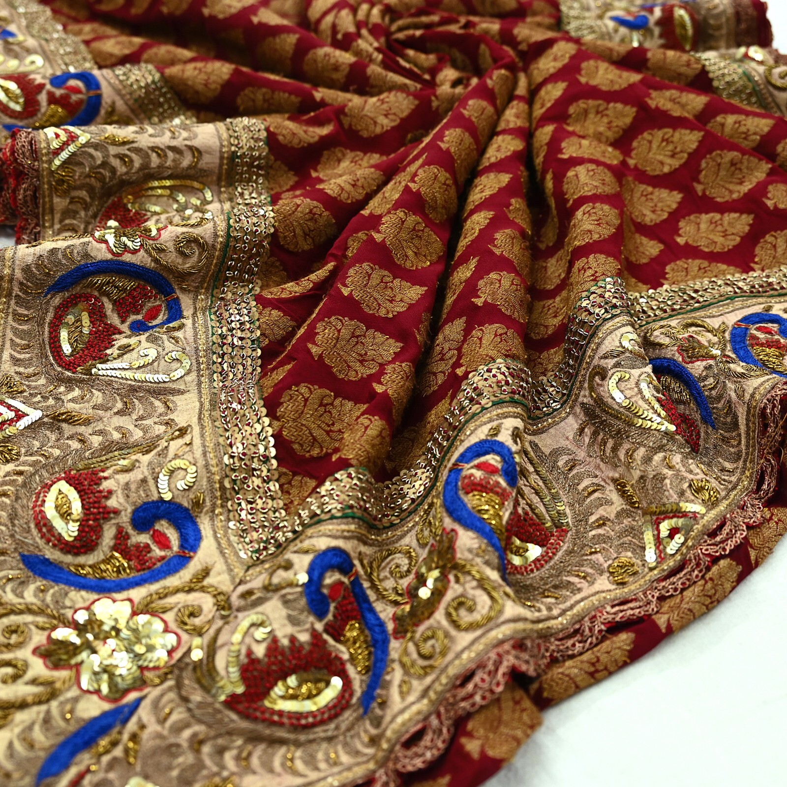 Pre-Owned Sari Georgette Silk Hand Embroidered Designer Manish Malhotra Sarees