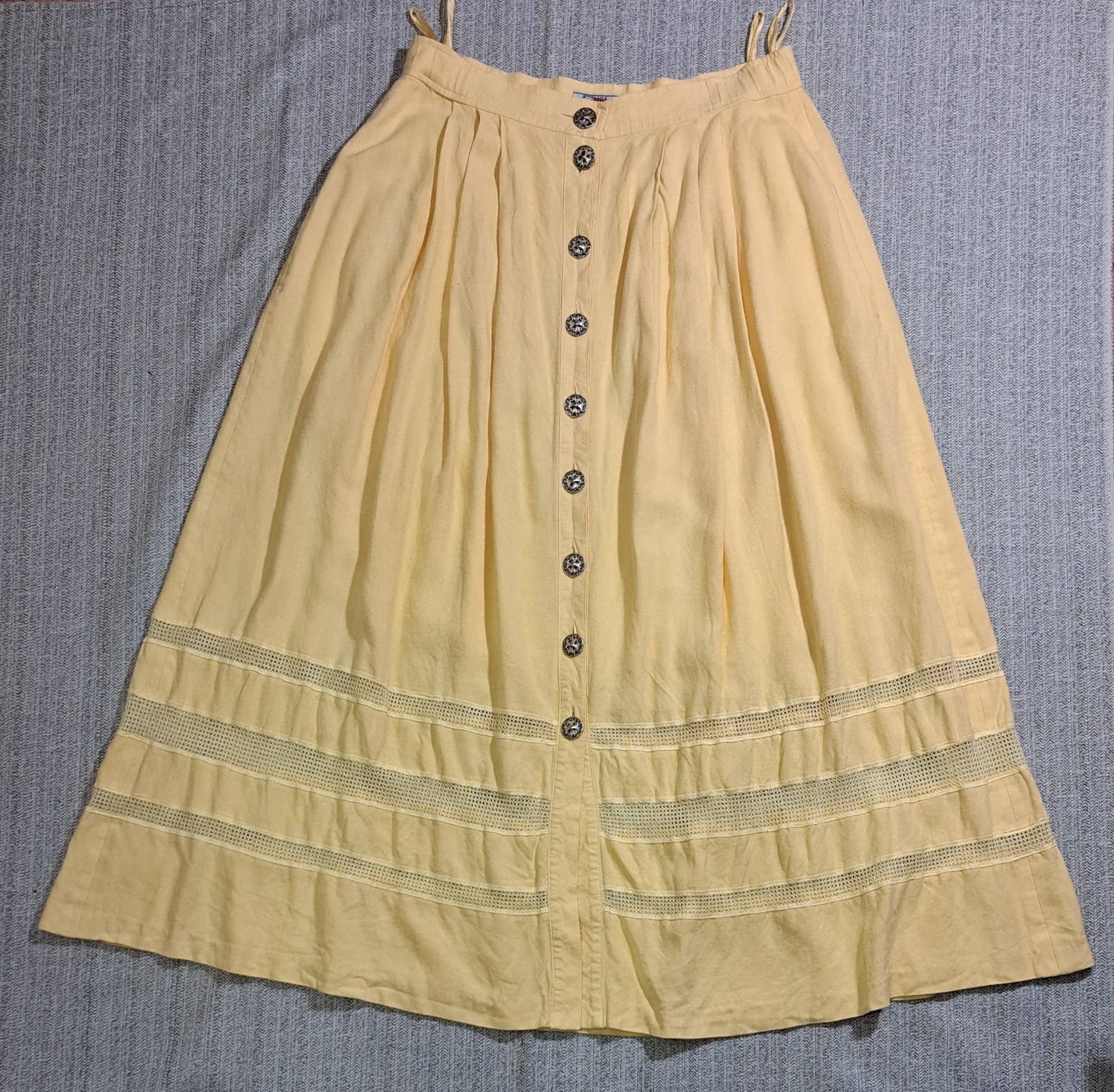 Vintage German Dirndl Set Bodice Blouse Skirt Linen Alpine Oktoberfest Sz M/EU40