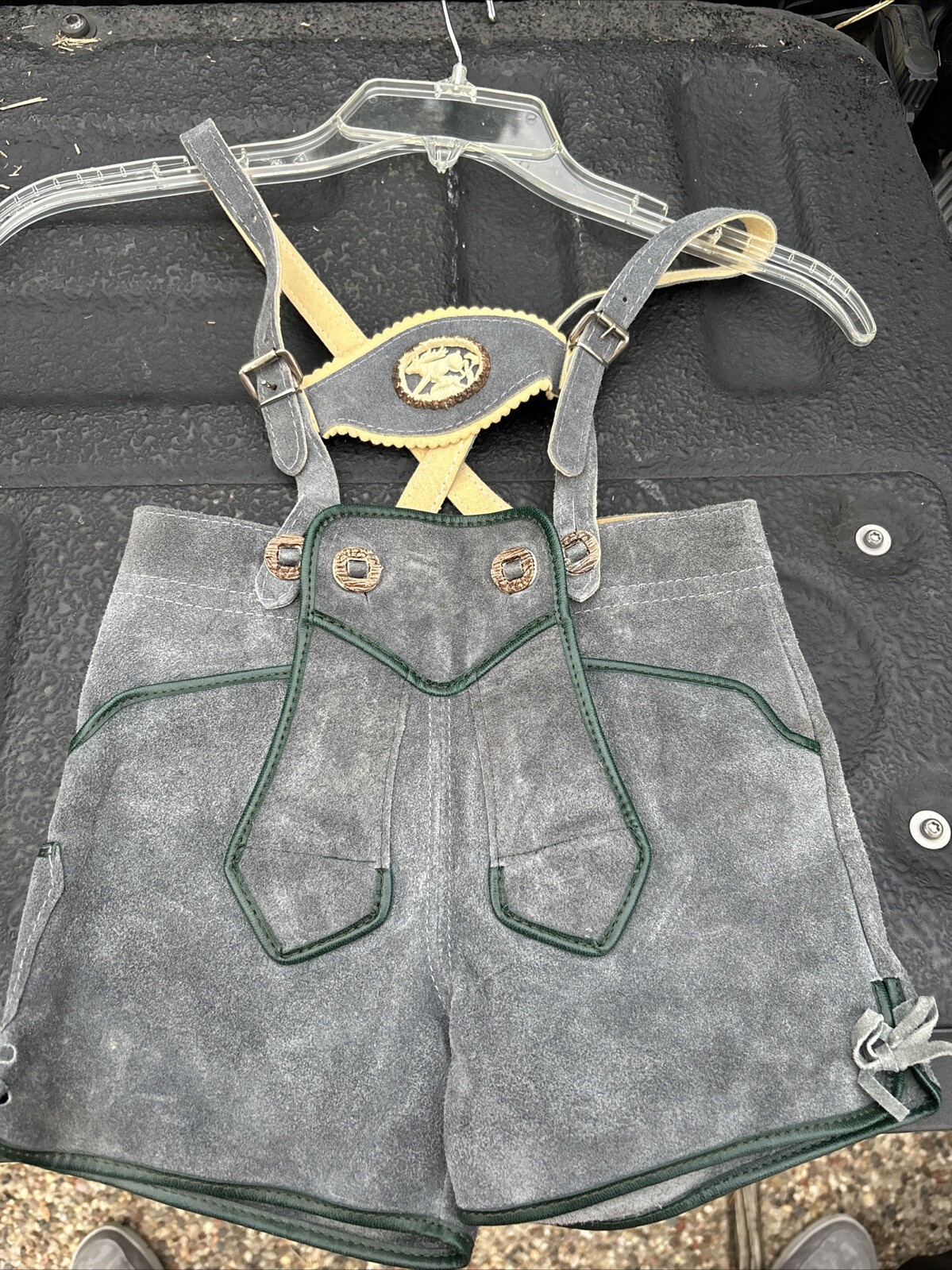 Vintage German Oktoberfest LEDERHOSEN Child Size 60 Cm Shorts Suspenders Leather