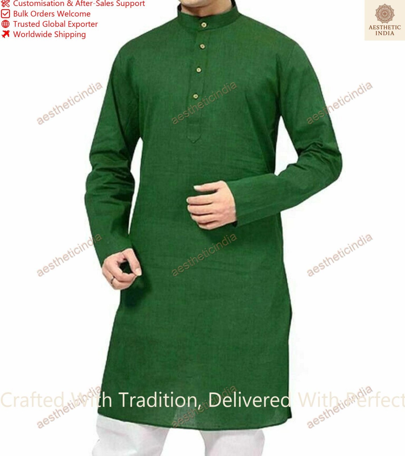 Indian Dress Cotton Kurta Traditional Clothes Mens Handmade