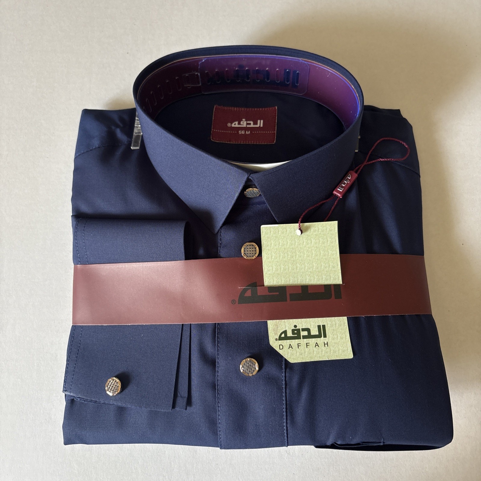 MEN Size 56M DAFFAH High Quality ALL SEASON Thobe CUFF SLEEVE SHIRT COLAR