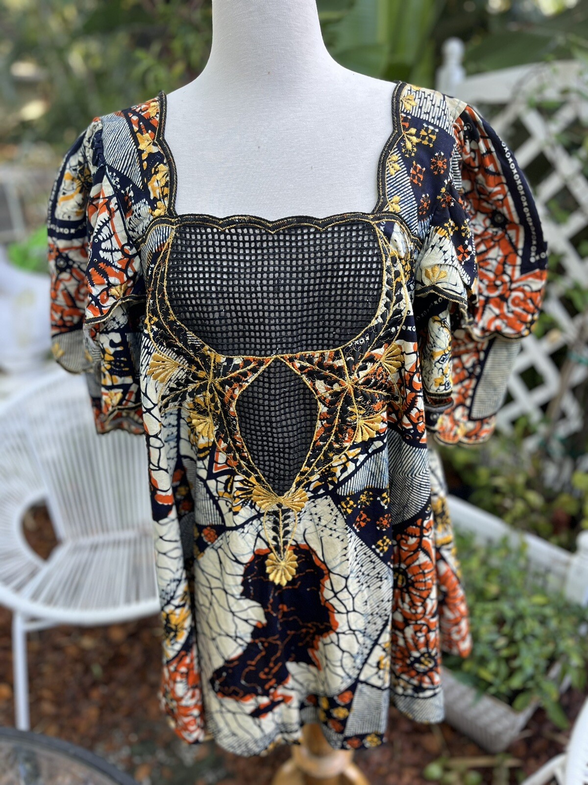 Batik African Handmade Top Double Full Sleeves 31 L 24 Pit To Pit