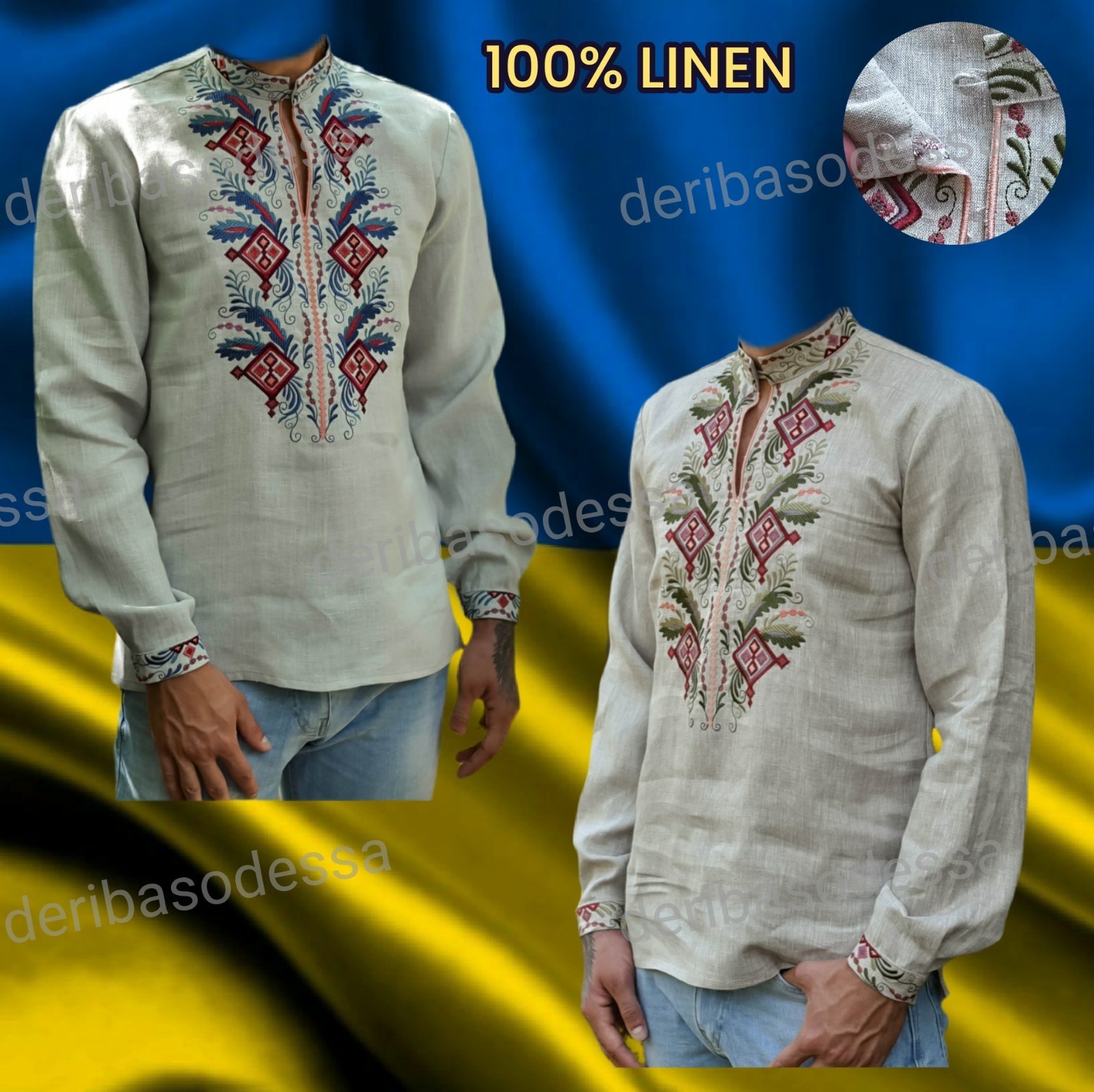 M L XL 2XL 3XL 4XL traditional Ukrainian embroidered shirt Vyshyvanka Linen100%