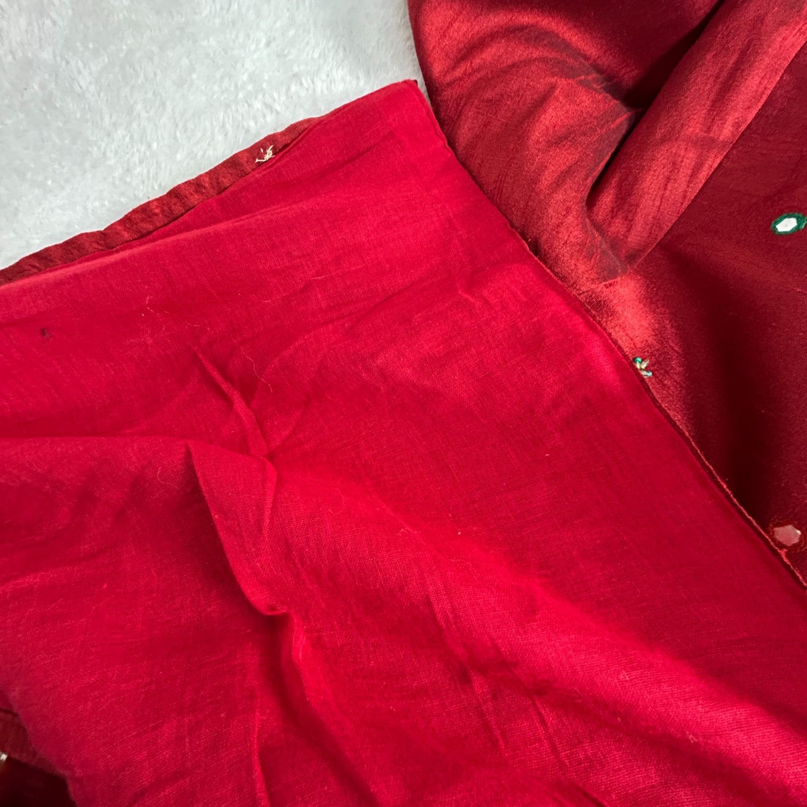 Vintage Satellite Mens Red Embellished Long Kurta Size 14 Long Sleeve Pockets