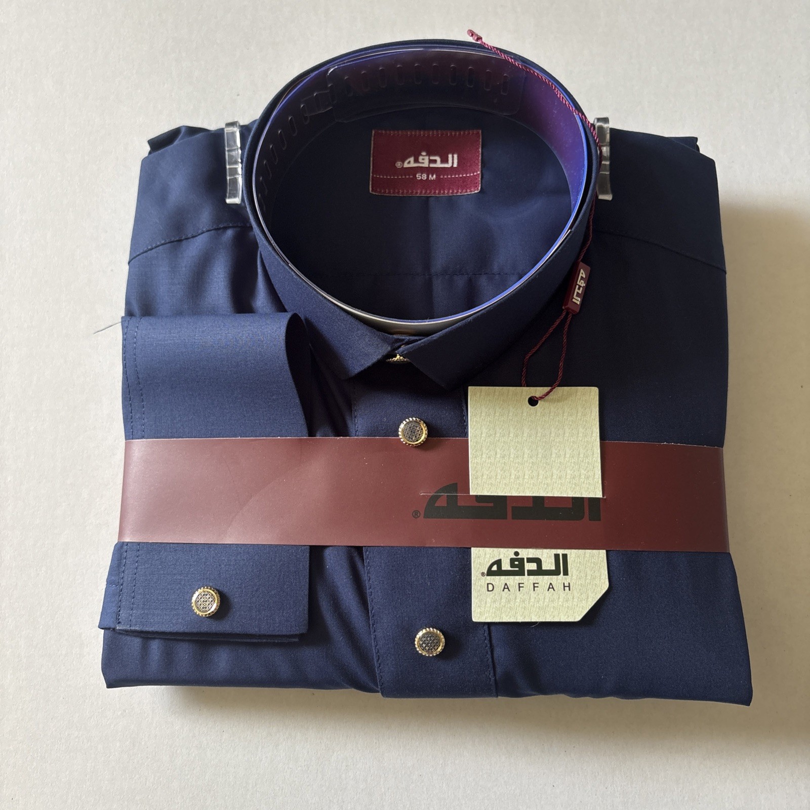 MEN Size 58M DAFFAH High Quality ALL SEASON Thobe CUFF SLEEVE SHIRT COLAR