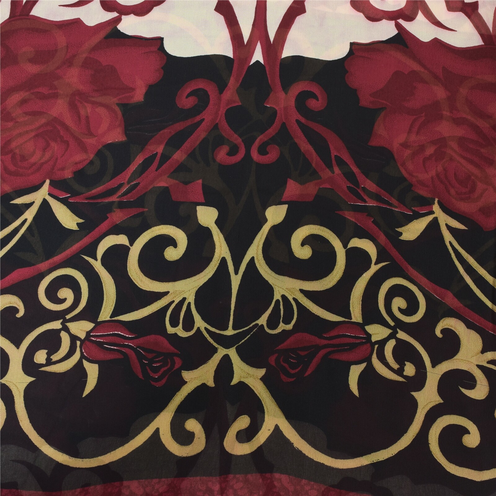 Sanskriti Vintage Sarees Red/Black Pure Georgette Silk Printed Sari 5Yd Fabric