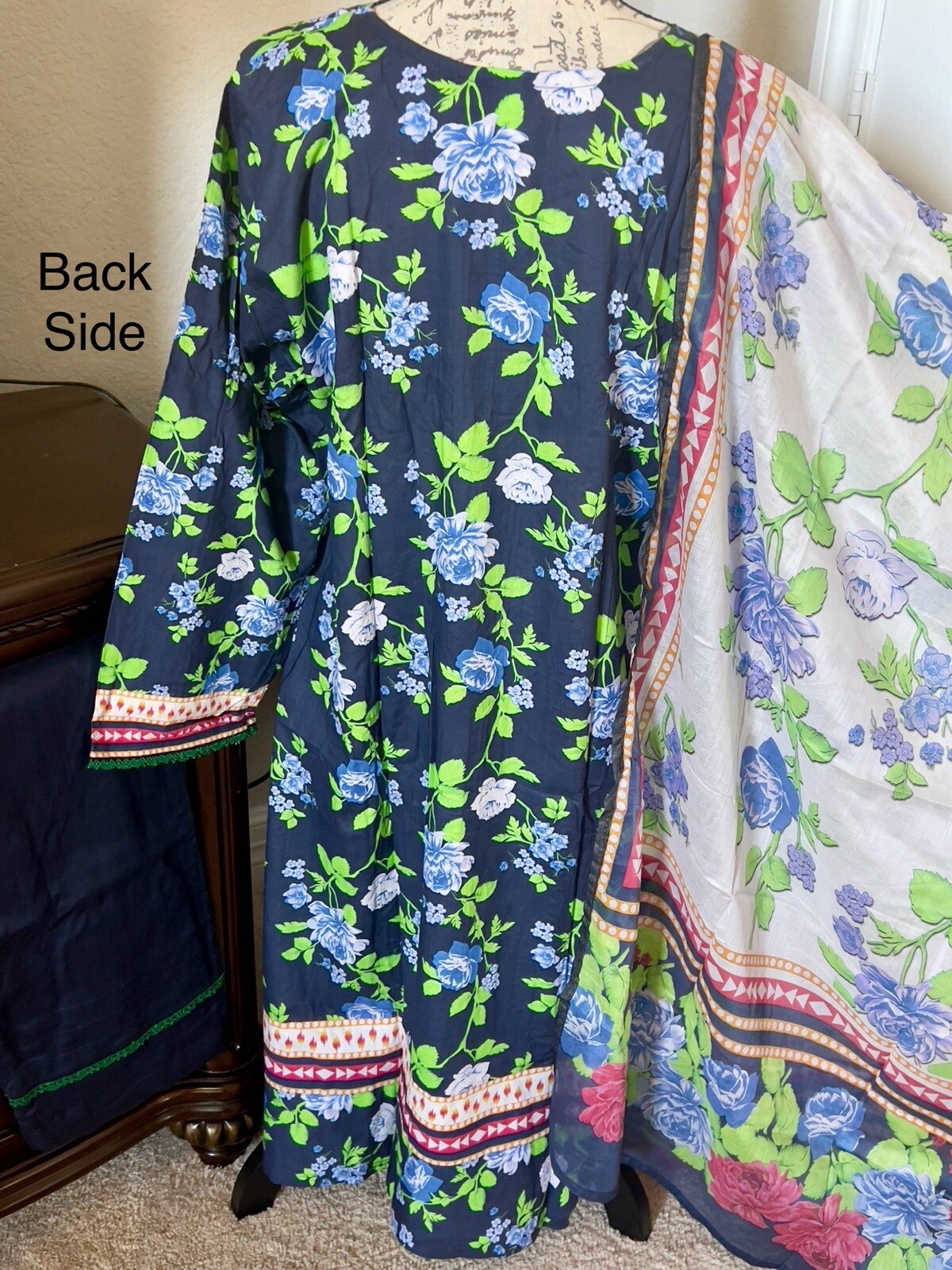 Large Size 42 LAWN 3pc Shalwar Kameez Stitched Embroidered Suit Pakistani Indian