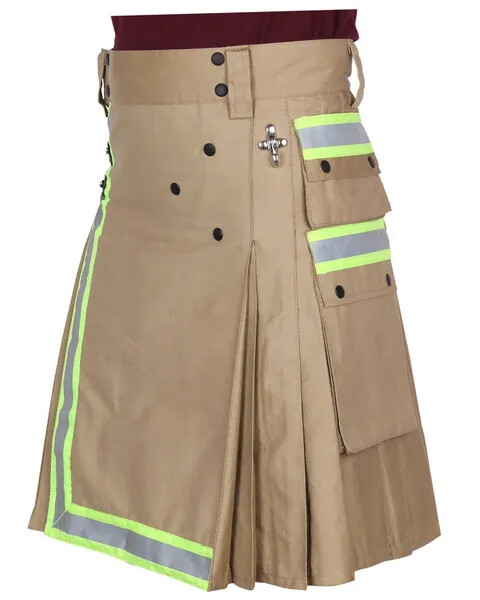 Useful Cotton Khaki For Men | Fireman Firefighter Utility Kilt