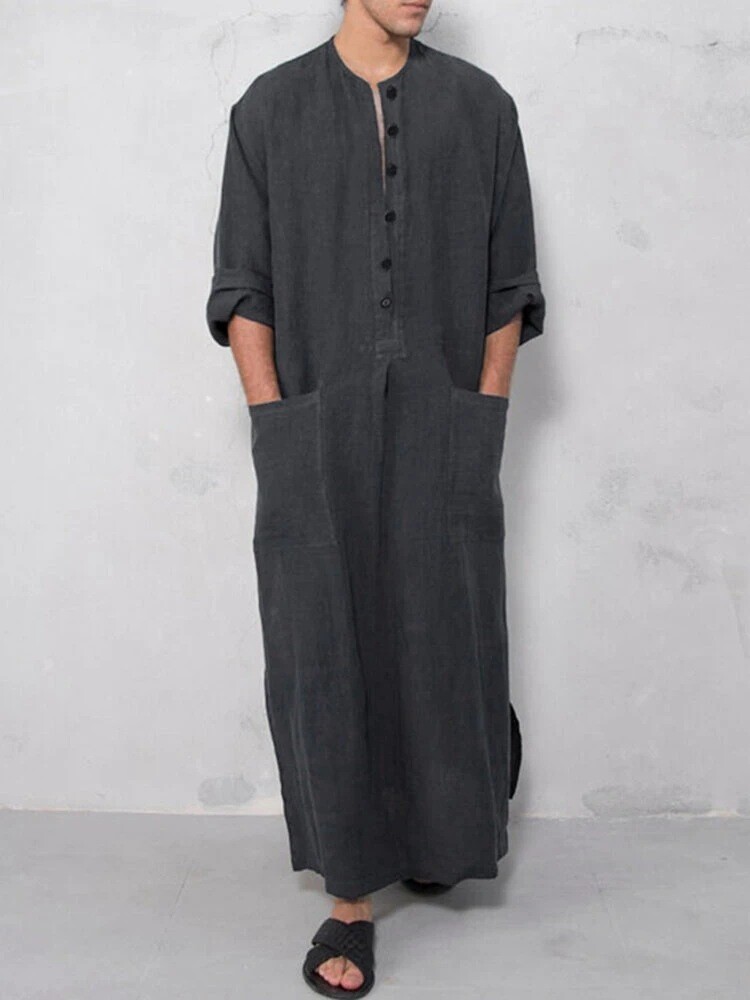 Ramadan Muslim Dress Turkey Kaftan 5Xl Islamic Men Casual Robe Arab Jubba Thobe