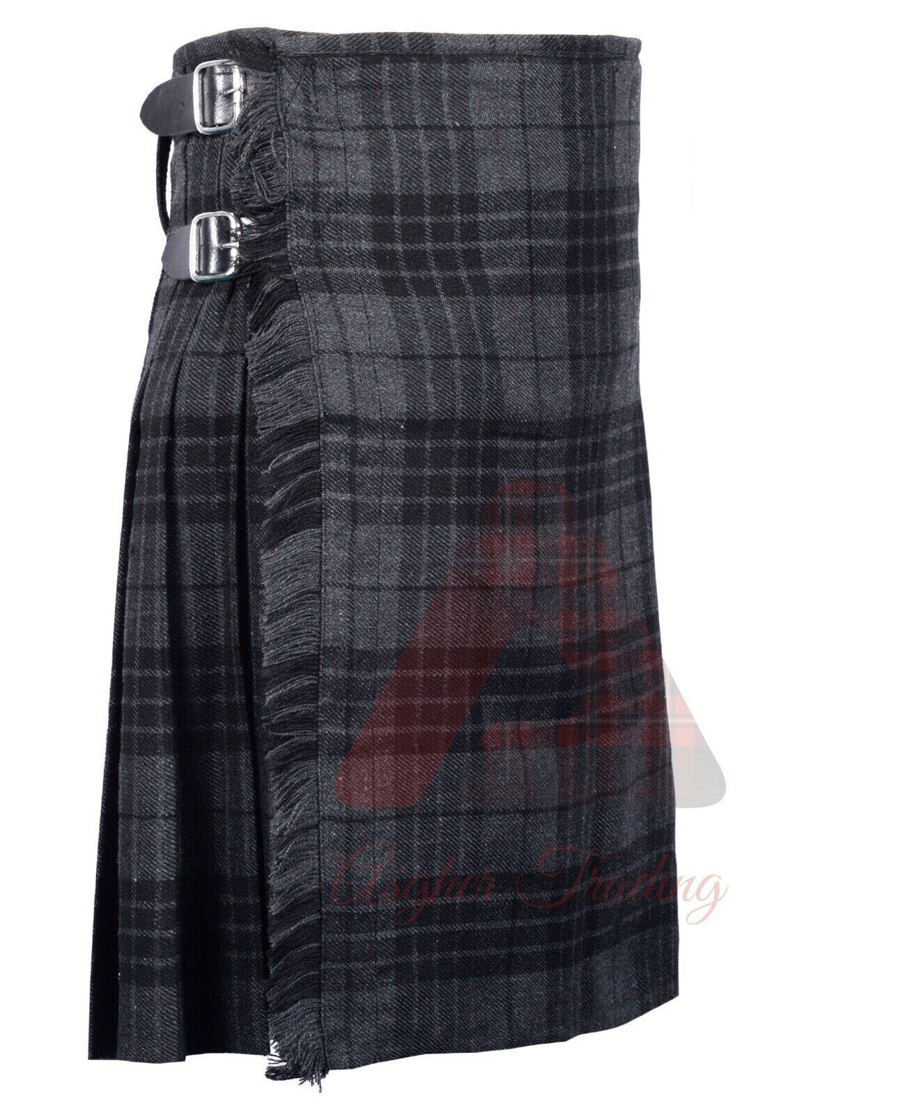 Highlander Grey 8 YARD KILT Traditional Kilt For Men’s