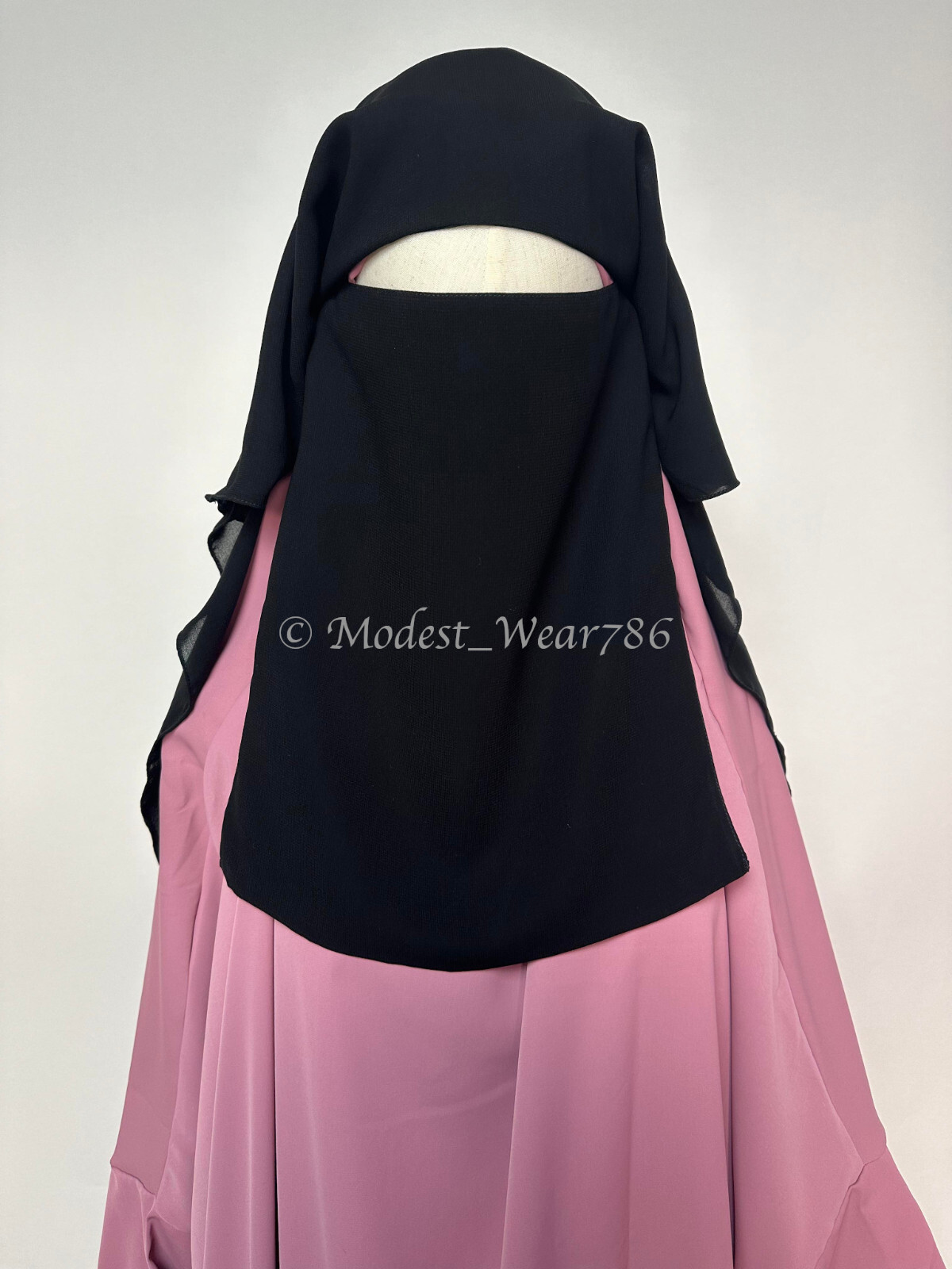 Bedoon Essm Saudi Made Three Layer Niqab Muslim Women Face Veil Burqa Black