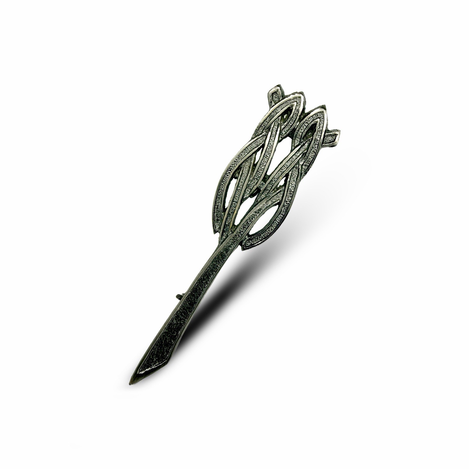 Scottish Celtic Wavy Loop 4” Nickel Antique Finish Kilt Pin