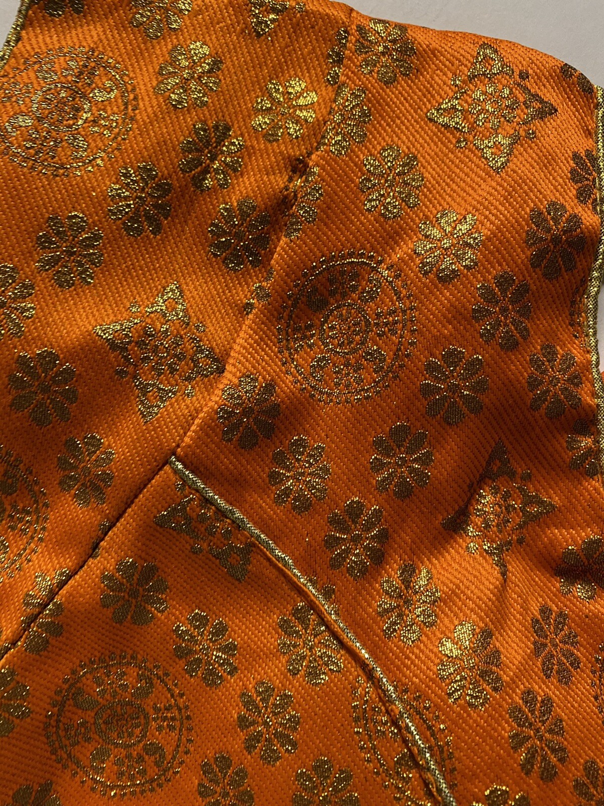 NEW Readymade Designer Sari Saree Blouse Choli ORANGE BROCADE SLEEVES DoRI 36″