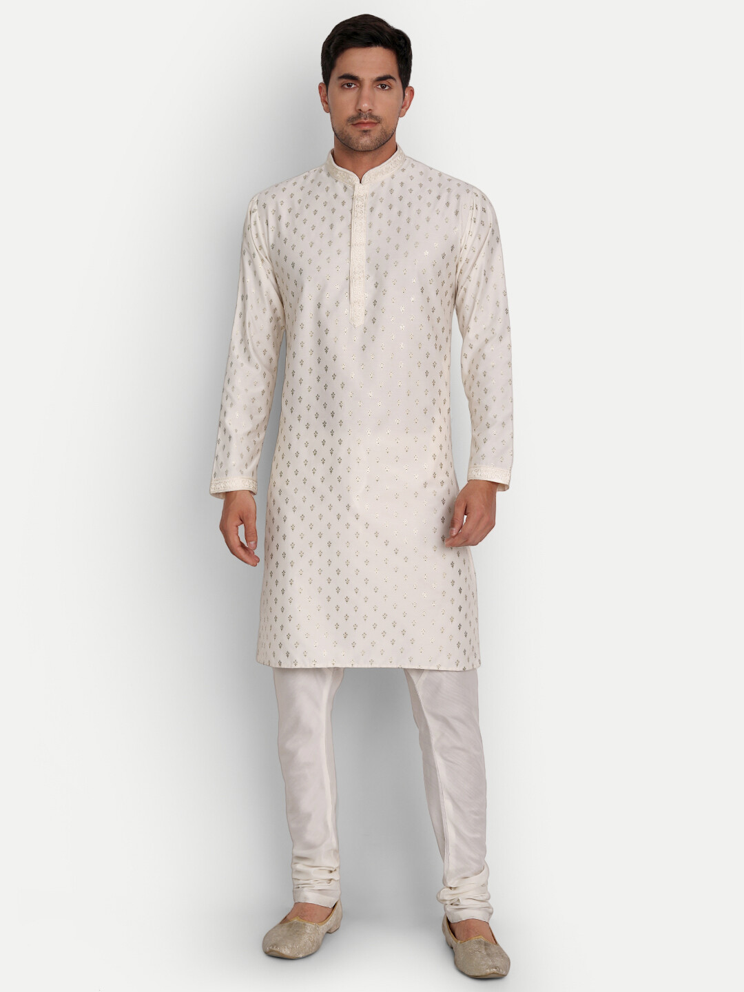 KALPRAAG Embroidery Imperial White Full Fused Blush Foil Printed Kurta