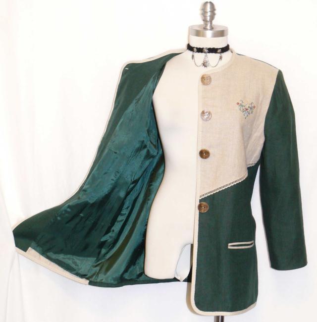 GREEN & BEIGE ~ LINEN ~ German Women SUMMER Sport Hunting Riding Dress JACKET M