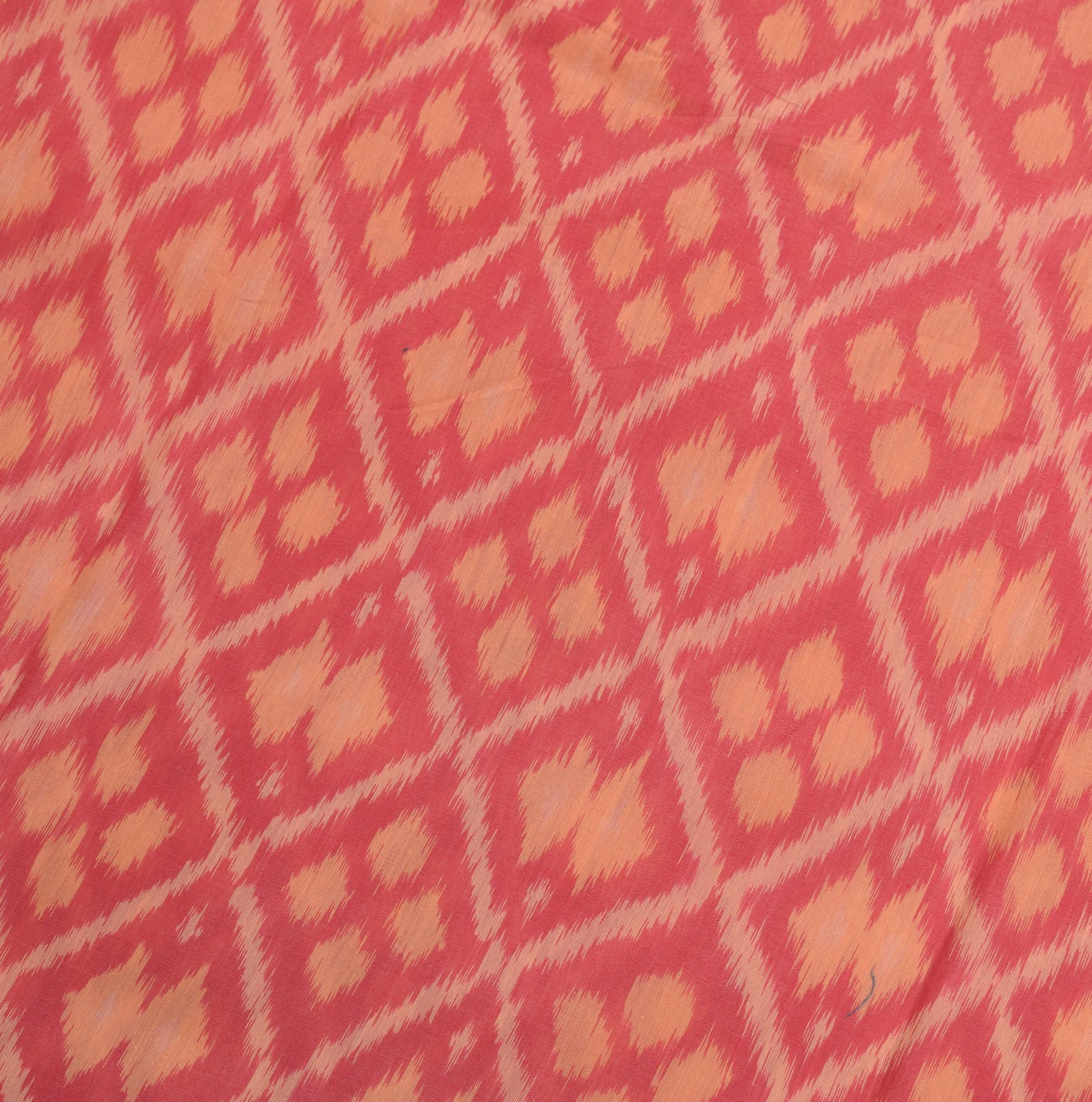 Sushila Vintage Pochampally Ikat Saree Pure Cotton Silk Hand Woven Pink Sari Fab