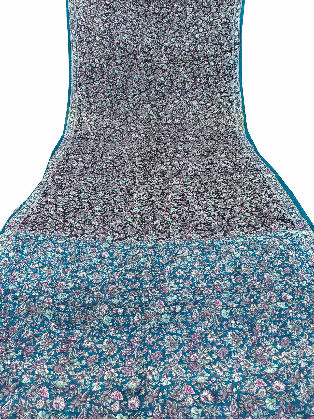 Vintage Blue Chiffon Silk Saree | Lightweight Fabric for DIY & Sewing CS1008