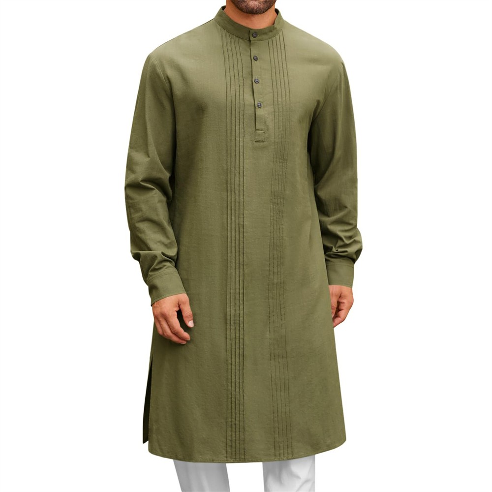 Men’s Middle Eastern Clothes Long Sleeve Muslim Islamic Kaftan