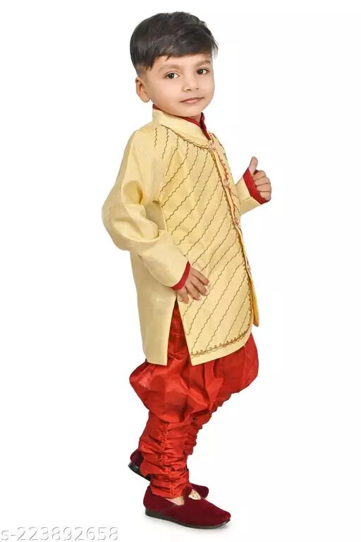 Indian Bollywood Wear Boys Party wear Dupion Silk Kids Kurta & Payjama Set
