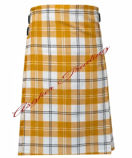 Clan Ailsa Gold Tartan Kilt – Men’s 16Oz Tartan Traditional 8 Yard Kilt