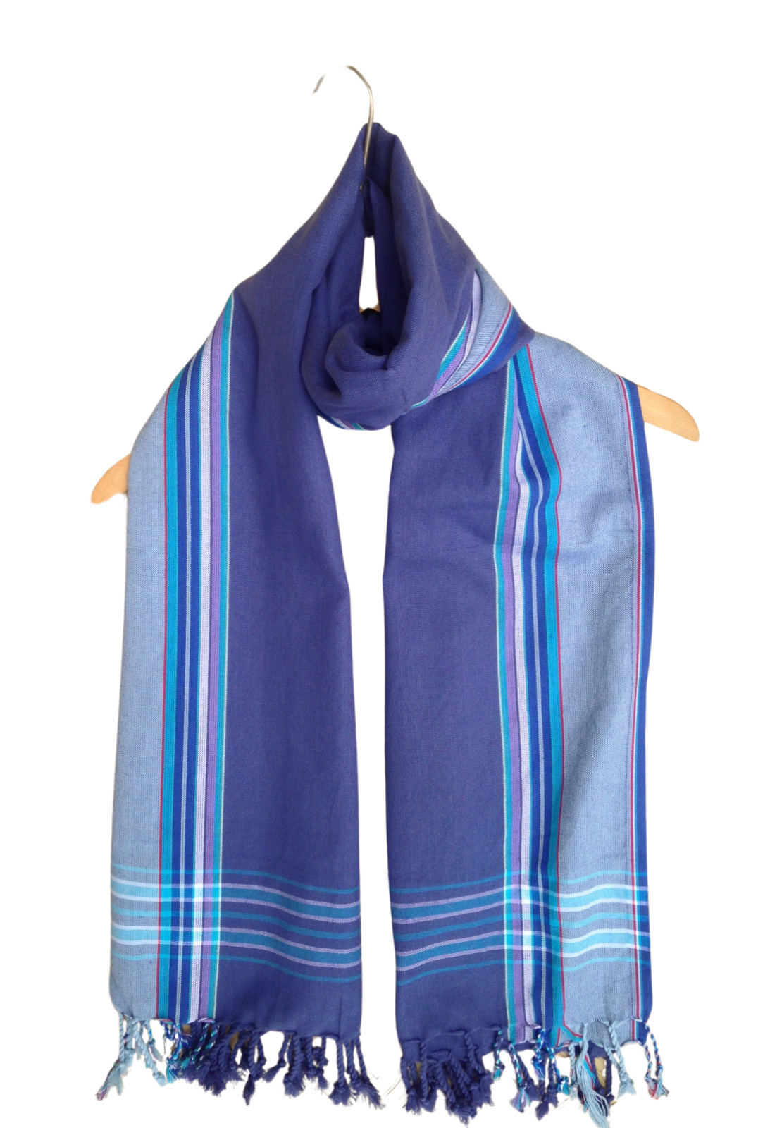 Kikoi Vibrant Gift 100% Cotton Ethnic Lilac Blue Tassels Scarf Beach Wrap Kenya