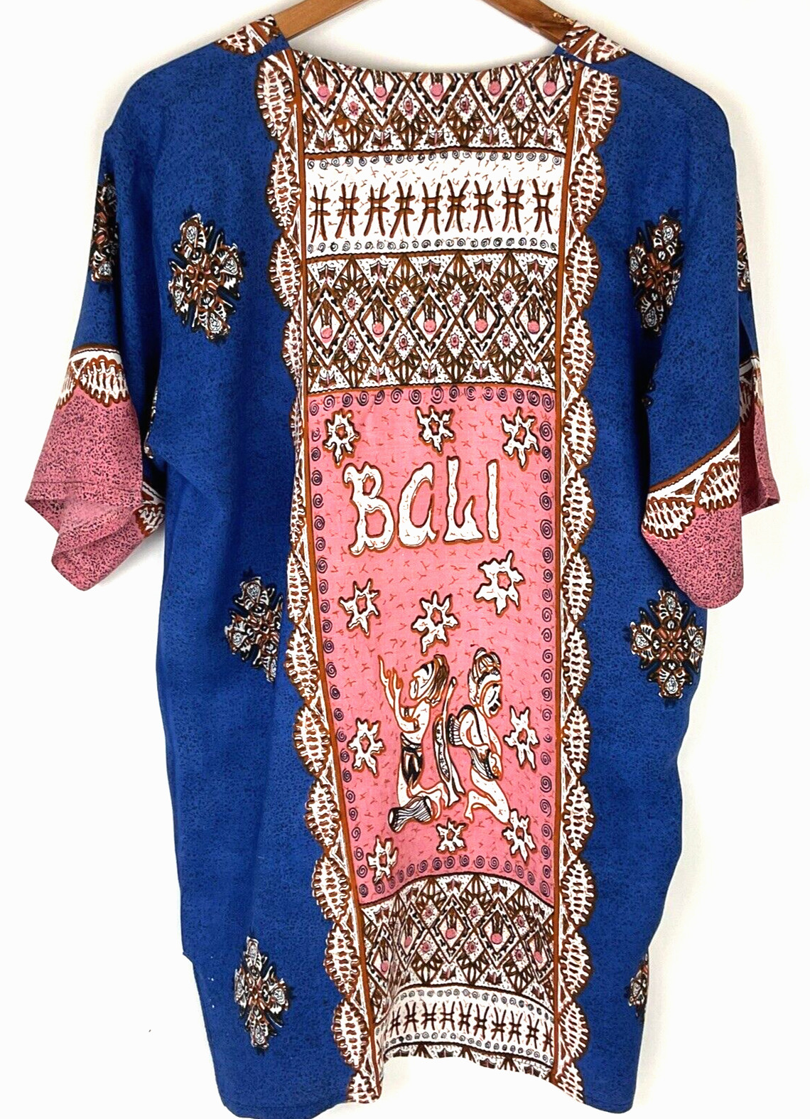 Unisex One Size Bali Tunic Batik Multicolor Pullover Elbow Sleeve Indonesia