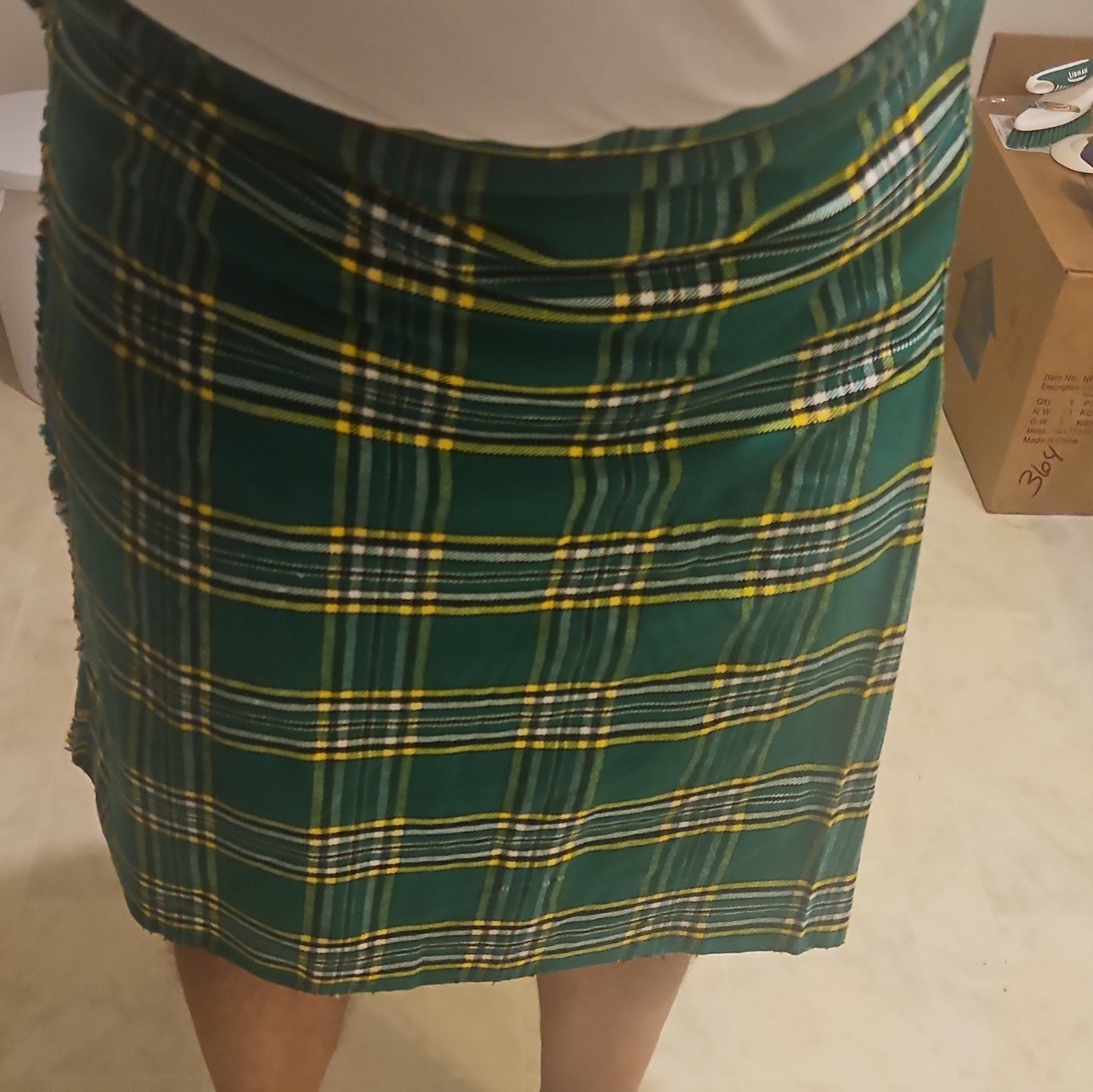 Women’s/Men’s Tartan Kilt Size 36 100% Wool Made In Scotland Green Plaid
