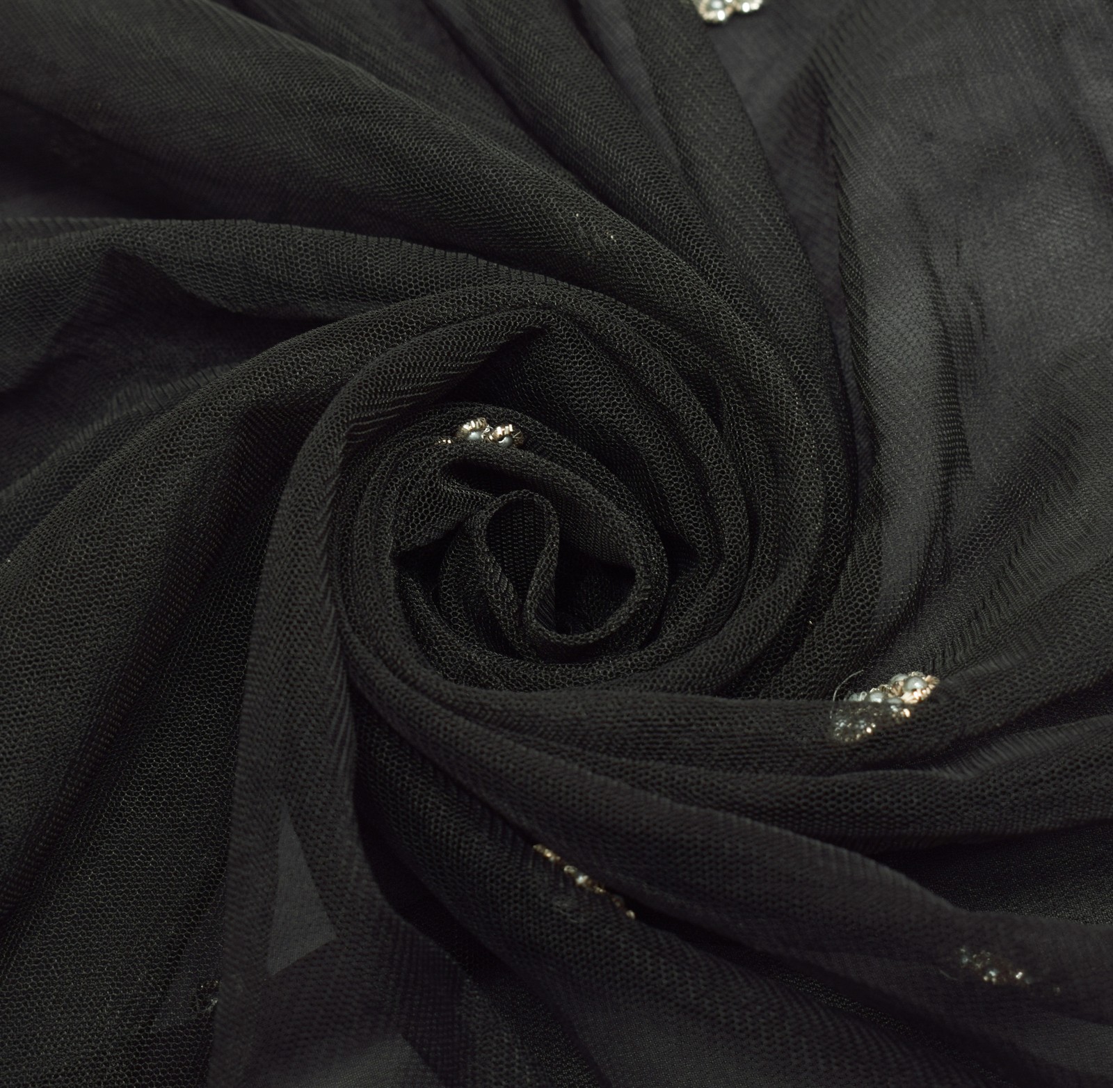 Sushila Vintage Black Saree 100% Pure Georgette Silk Hand Beaded 5YD Sari Fabric