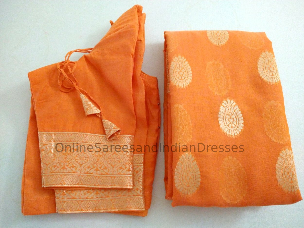 Soft Silk Linen Saree with stitched blouse.(Video included)