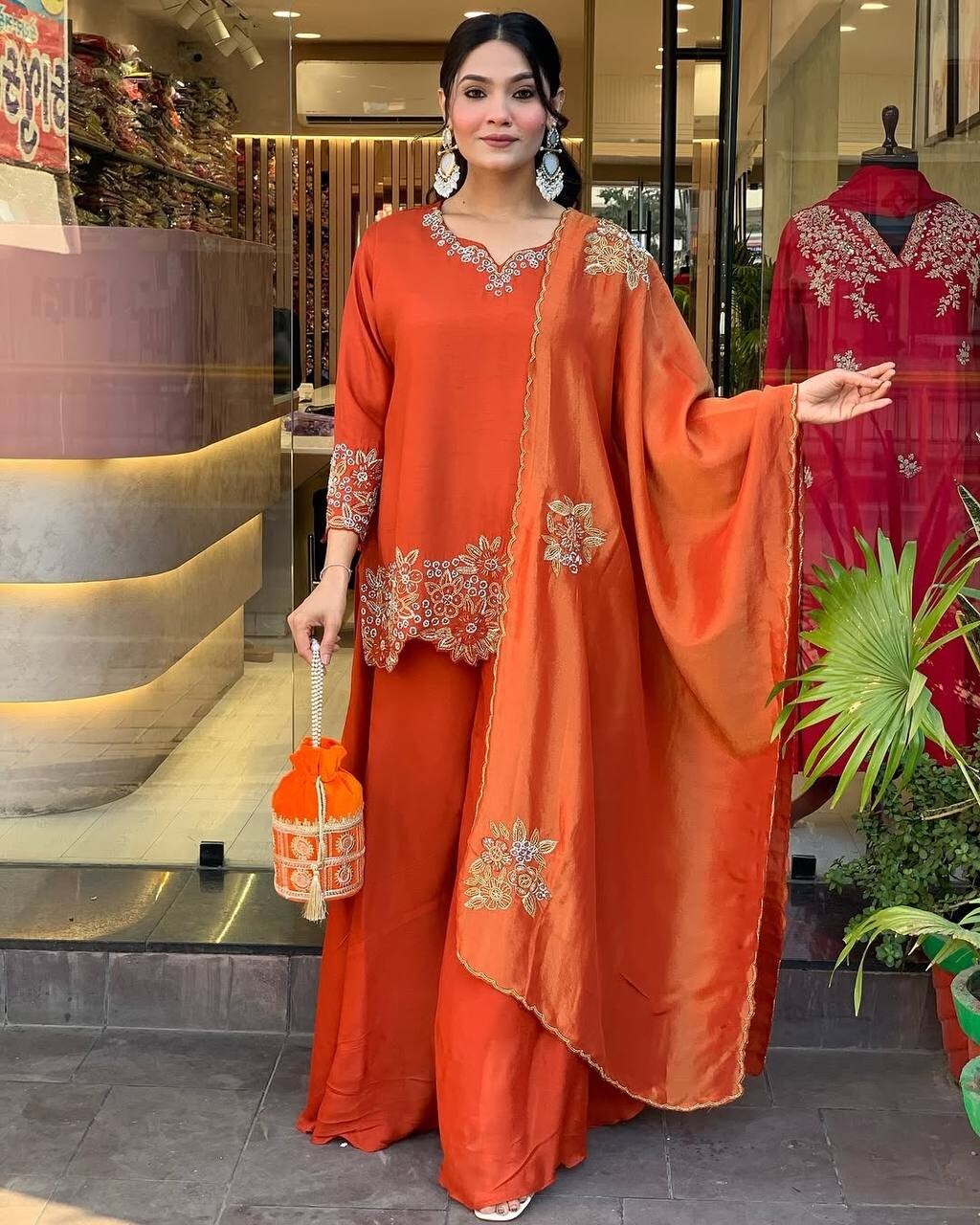 Made In India Sharara Suit For Bridesmaid Georgette Fabric Traditional Vintage