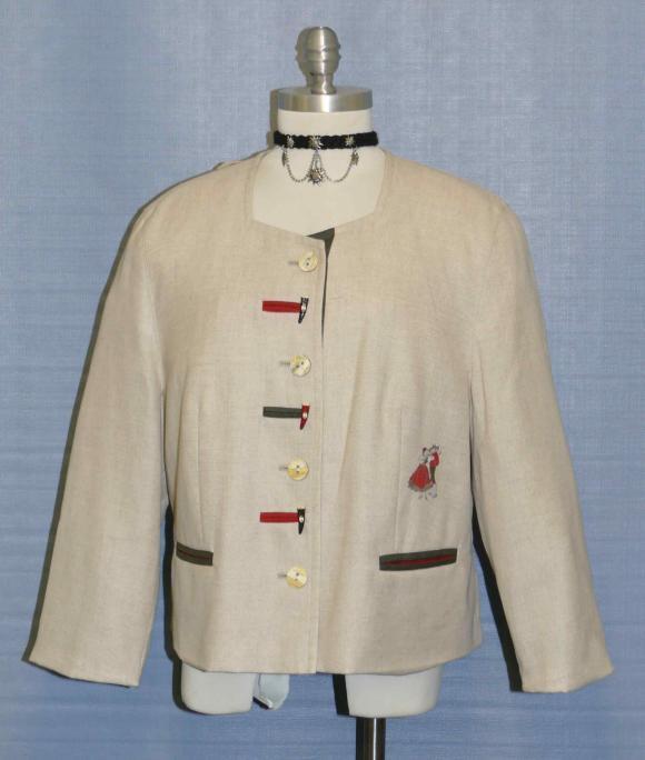 WOOL + LINEN BEIGE Women German Summer Sport Dress Suit JACKET Coat 48 16 L B46″