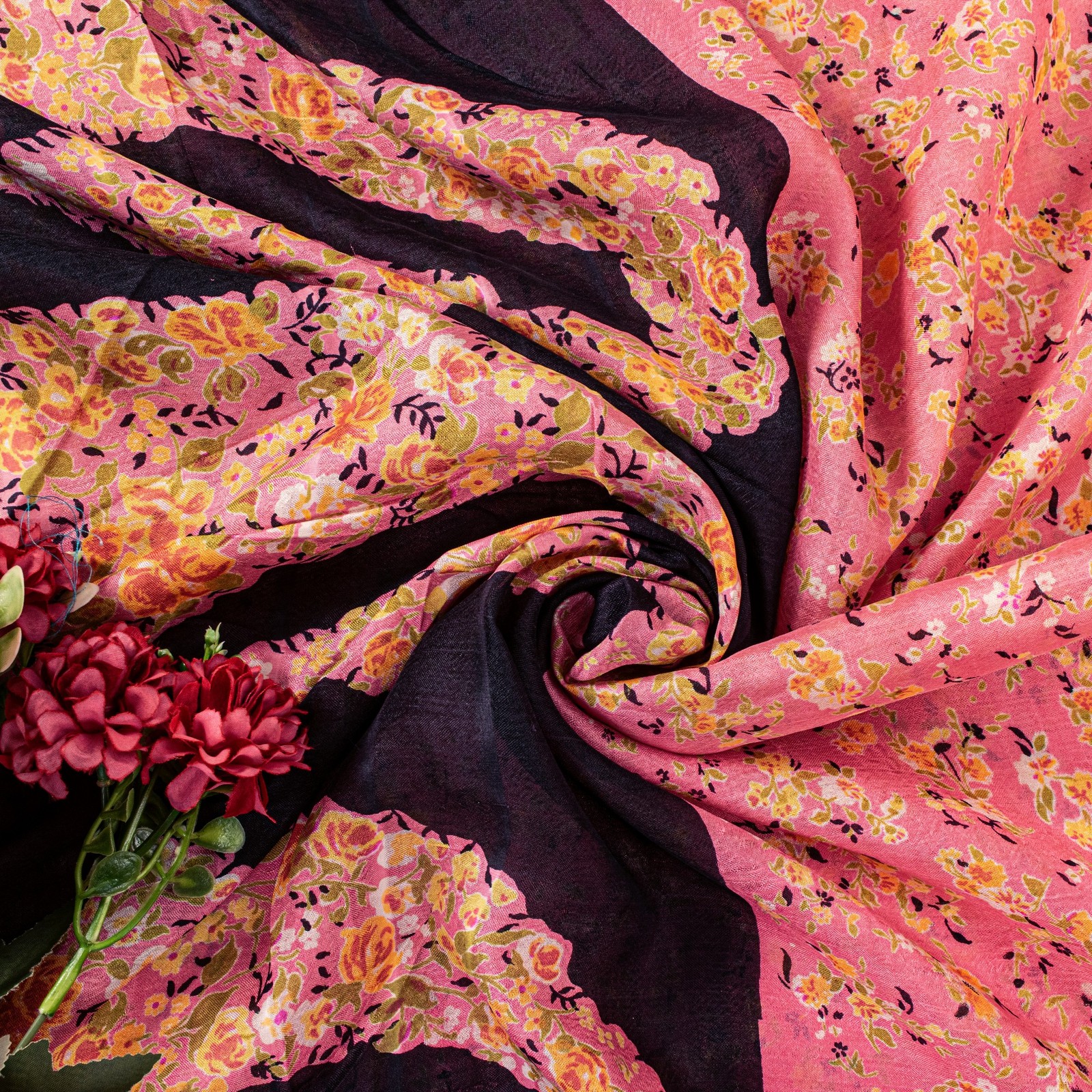 Sanskriti Vintage Soft Pink Pure Silk Sari Paisley Digital Printed Saree 5.5 Yd