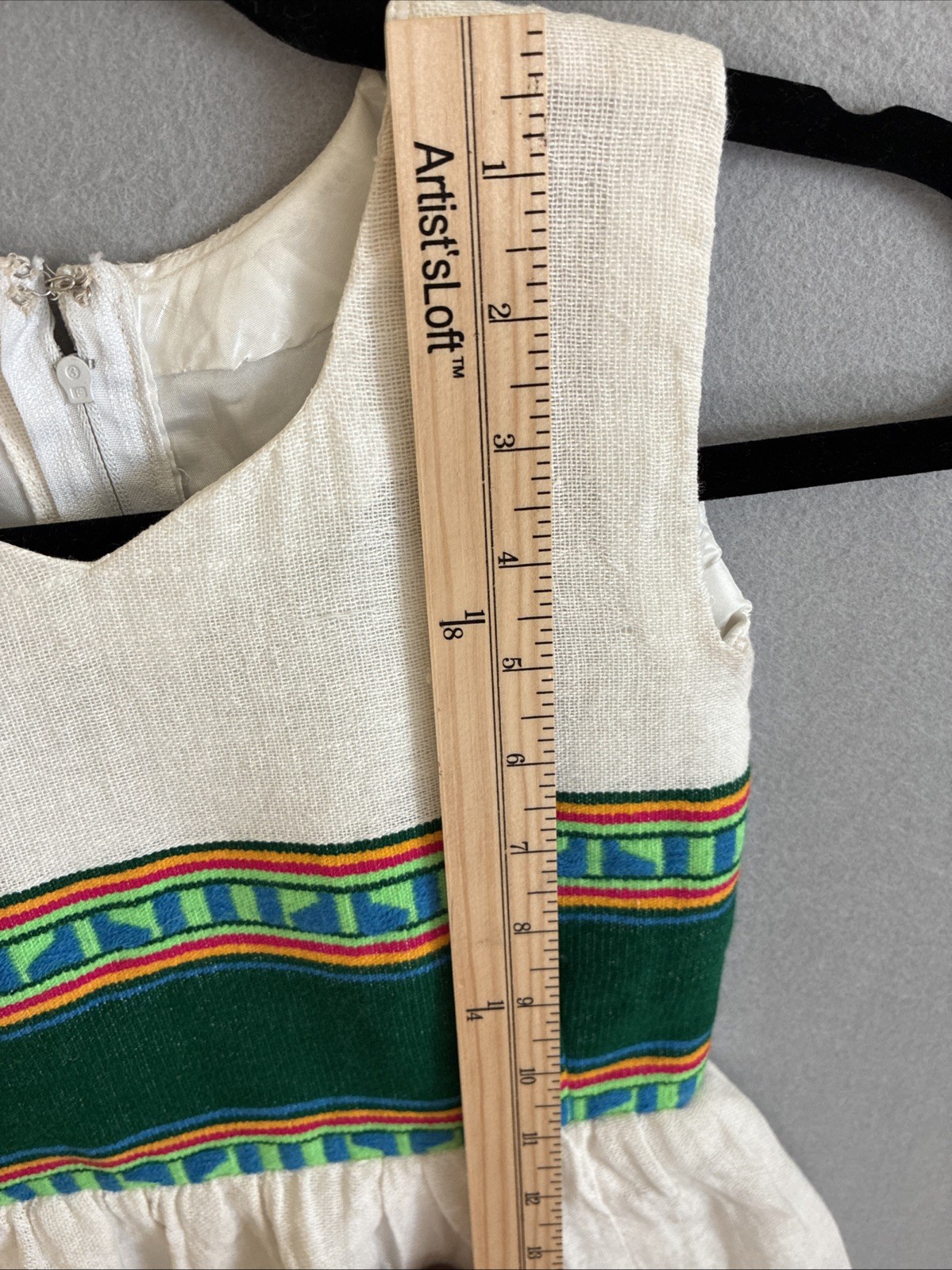 Habesha Ethiopian Girl’s Cotton Dress Approx Size 4 with vibrant stripe trim