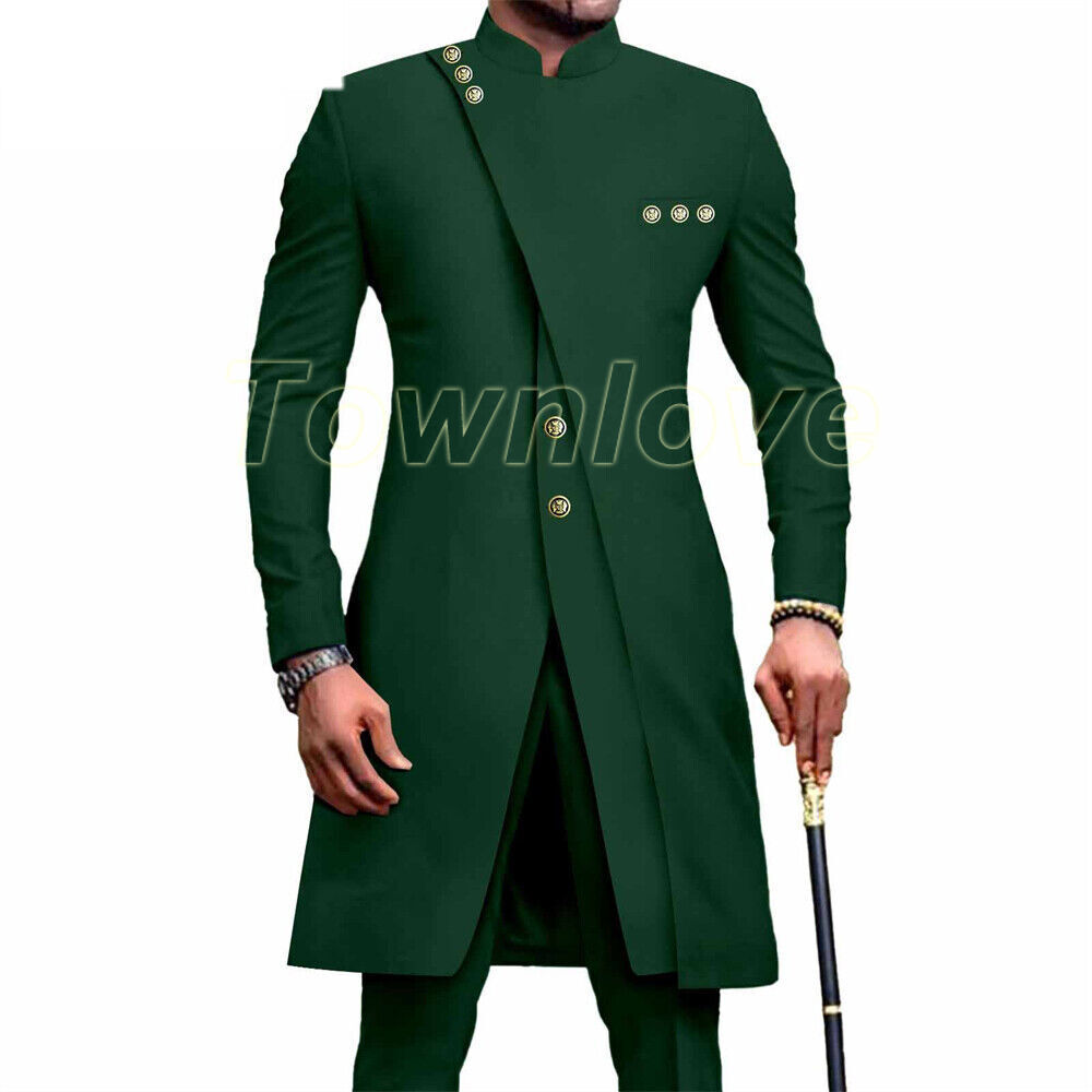 Men’s African 2 Piece Set Traditional Shirt and Pants Set Suit Middle East Suit