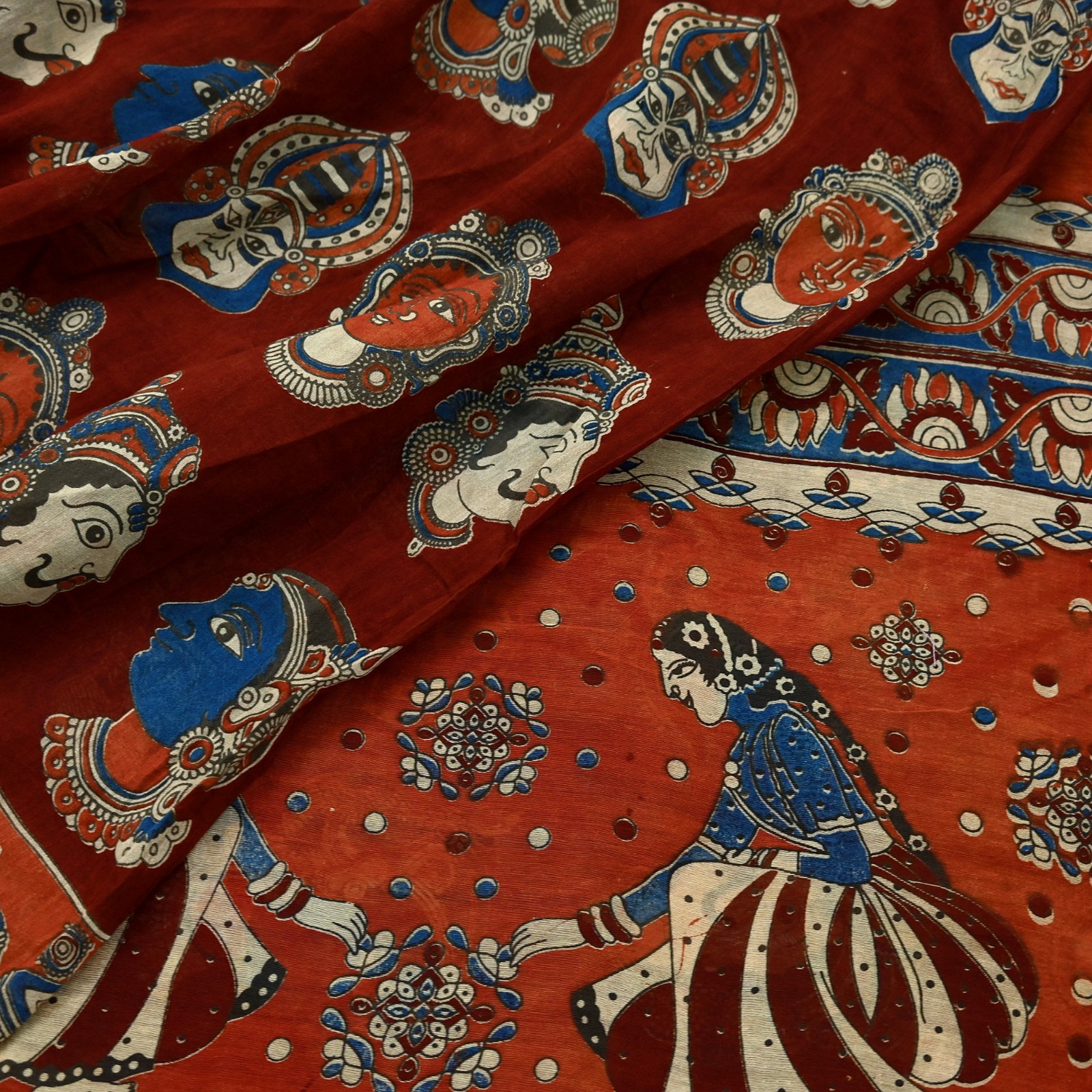 Indian Vintage Sari Pure chanderi Silk Kalamkari Print Sarees Fabric 5Yards Zari