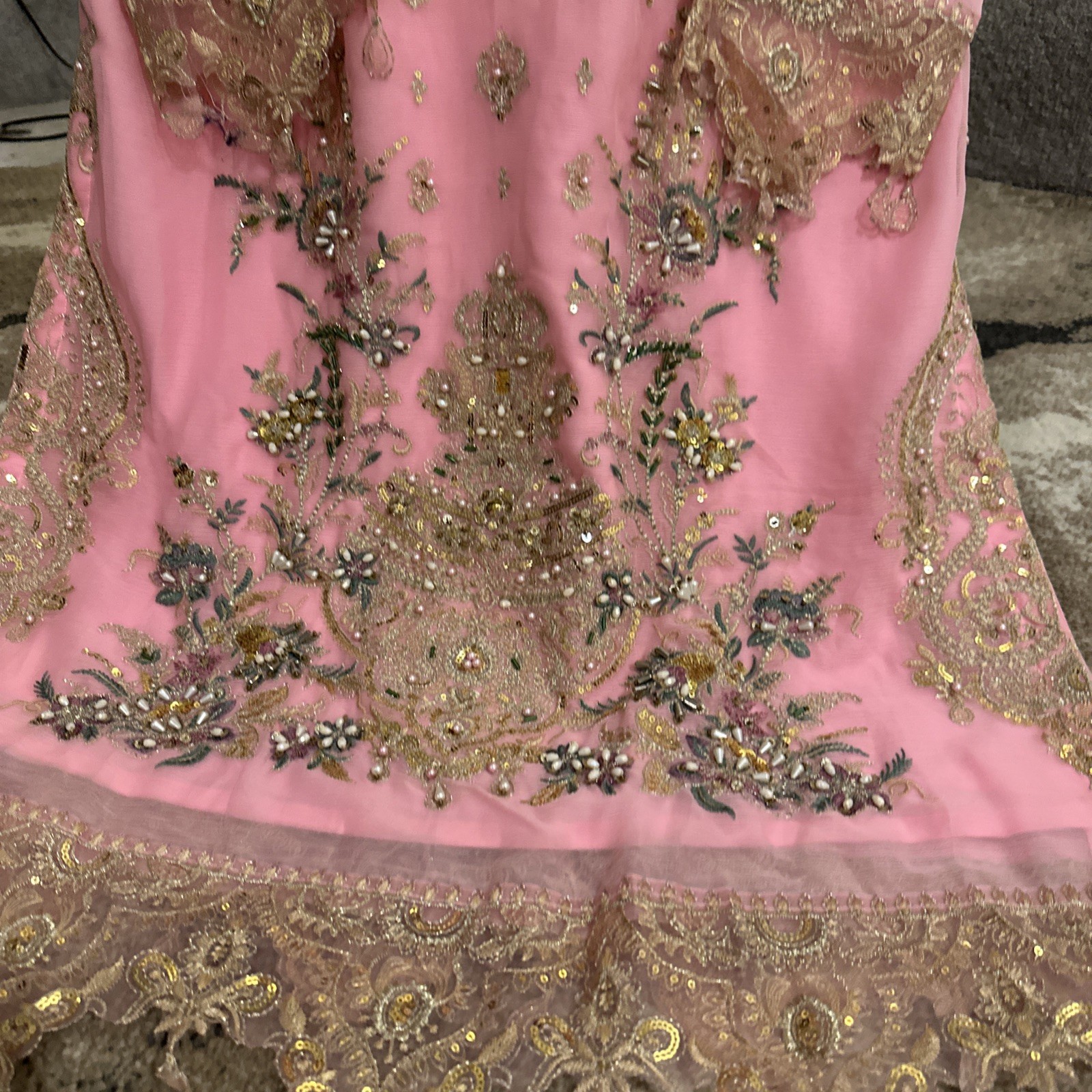 Pakistani Indian salwar kameez Embroidered Chiffon Long Duppatta Bust 42