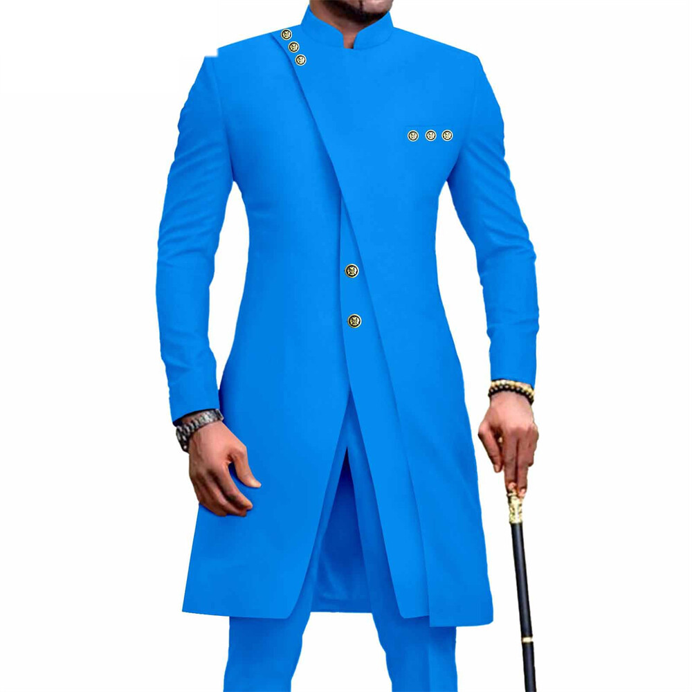 Men’s African 2 Piece Set Traditional Shirt and Pants Set Suit Middle East Suit