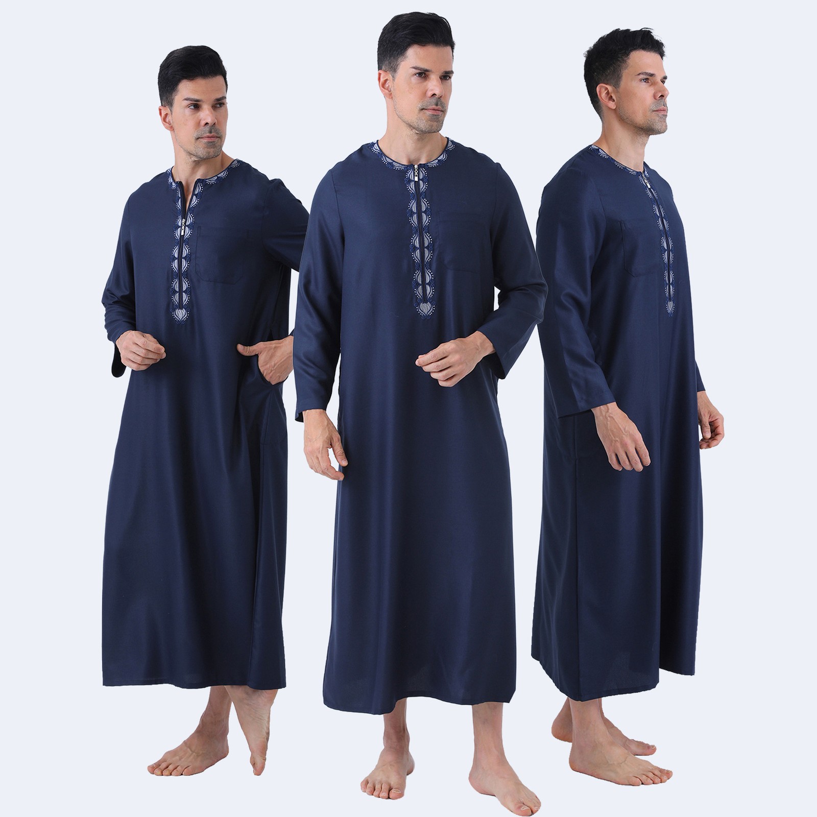 Saudi Muslim Men Dishdasha Jubba Thoub Thobe Abaya Kaftan Dubai Causal Long Robe