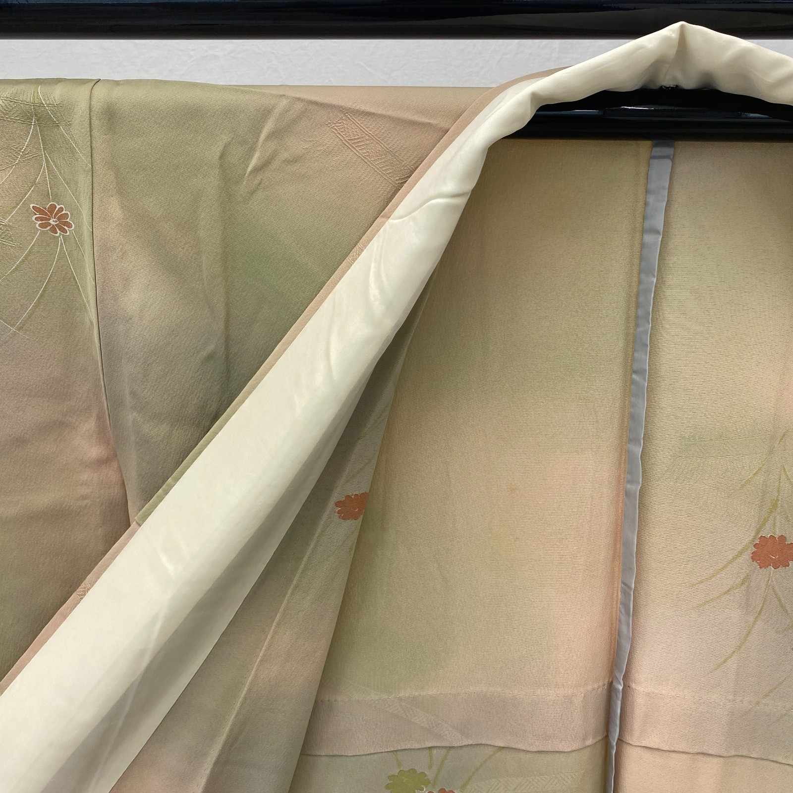 Japanese Vintage Kimono Polyester Brown No Lining Traditional Length 61 in