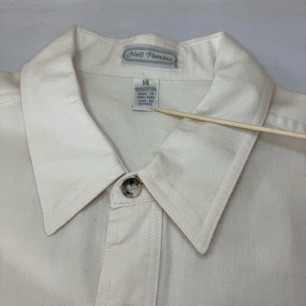 Nell Flowers Ivory Cotton Button Down Blouse | Classic Flannel Feel | Size Large