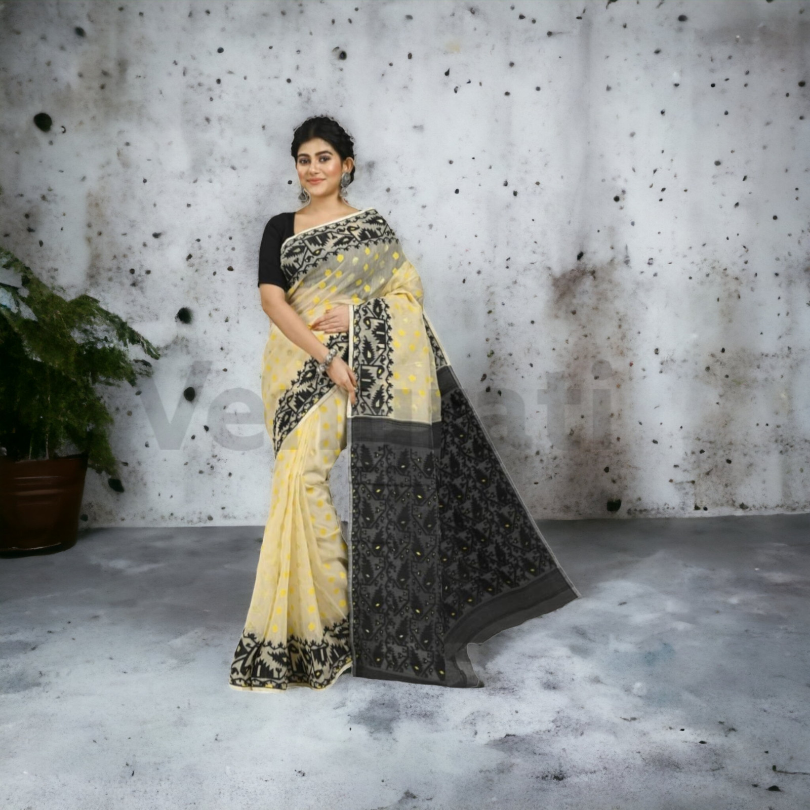 Handwoven Designer Dhakai Jamdani Saree Soft Cotton Saree Pure Cotton Soft Sari