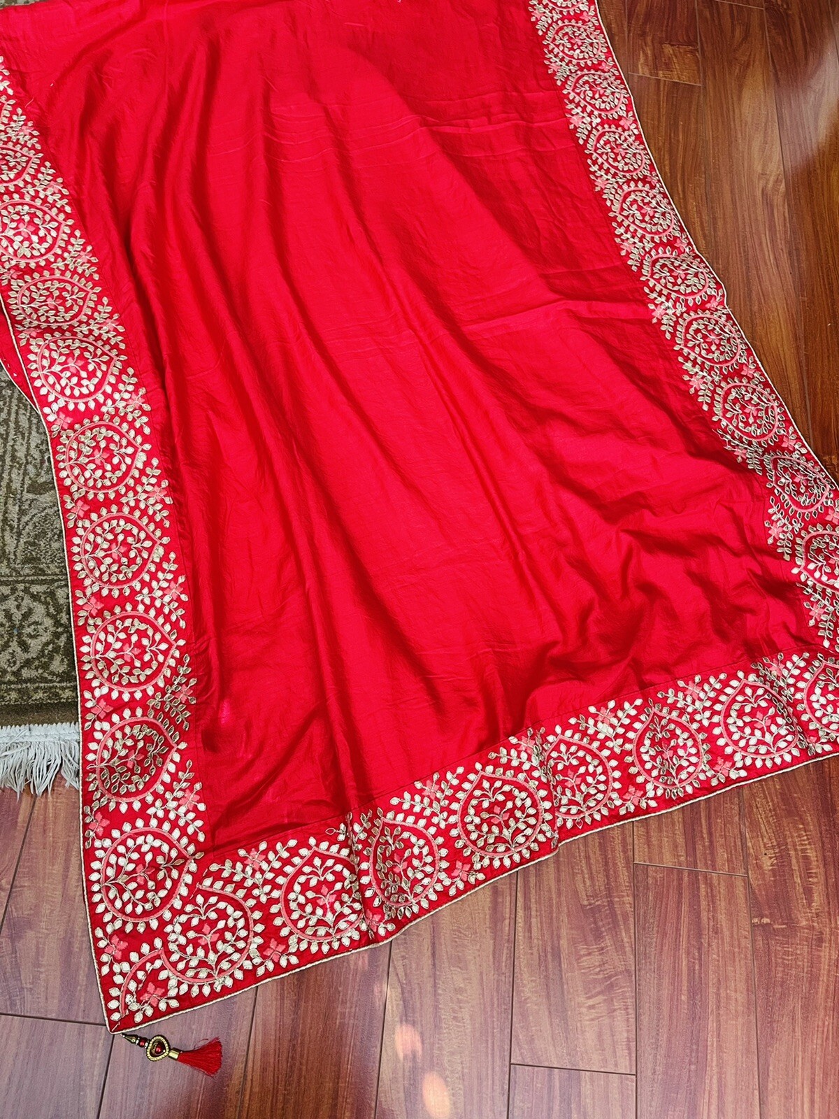 New Silk Gota Patti Border Saree Blouse Party Wedding Not Benarasi Pattu
