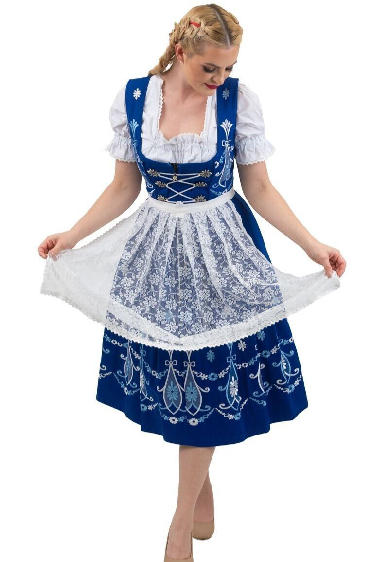 M 10 German Dirndl Dress Long CLASSY / EMBROIDERED Oktoberfest Waitress Festival