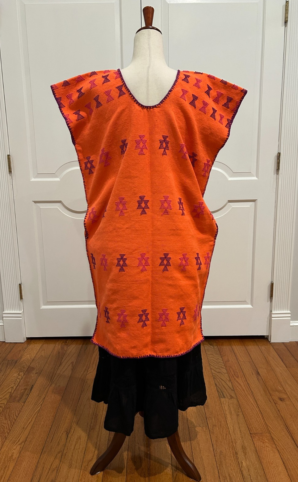 San Juan Colorado Huipil Mexican Kaftan made on backstrap loom.