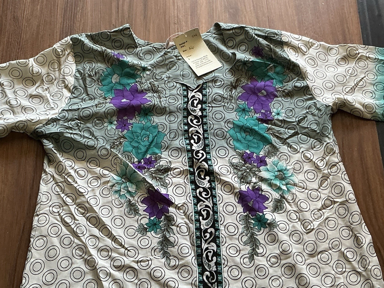 Polyester Flower salwar kameez with dupatta Set, 46” Bust, 37” Long, Long Sleeve