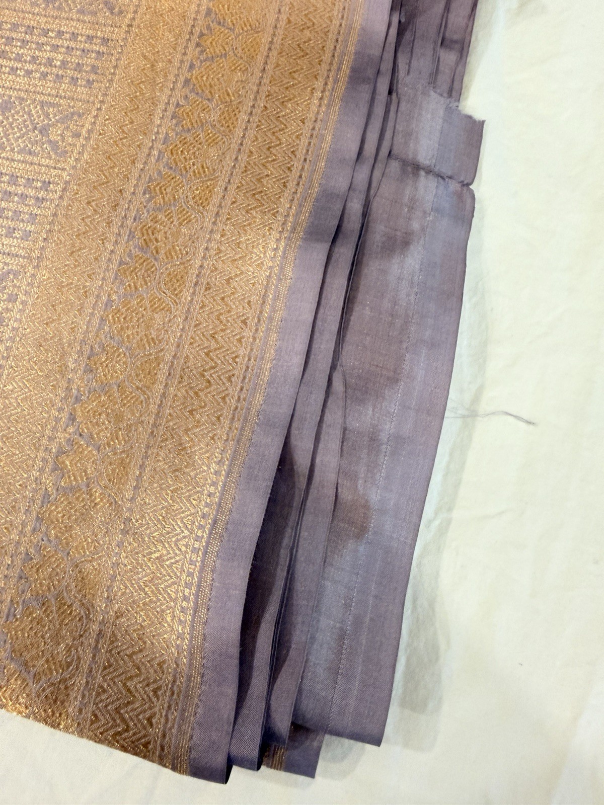New Banarasi Kathan Silk Saree – Lavender & Rose Gold Zari Weave